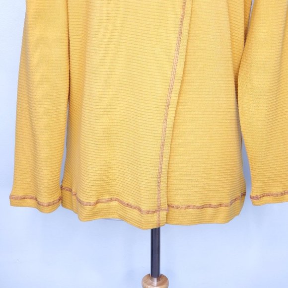 Simple by Suzanne Betro Mustard Yellow Textured Casual Cowl Neck Top Size M - Picture 8 of 11